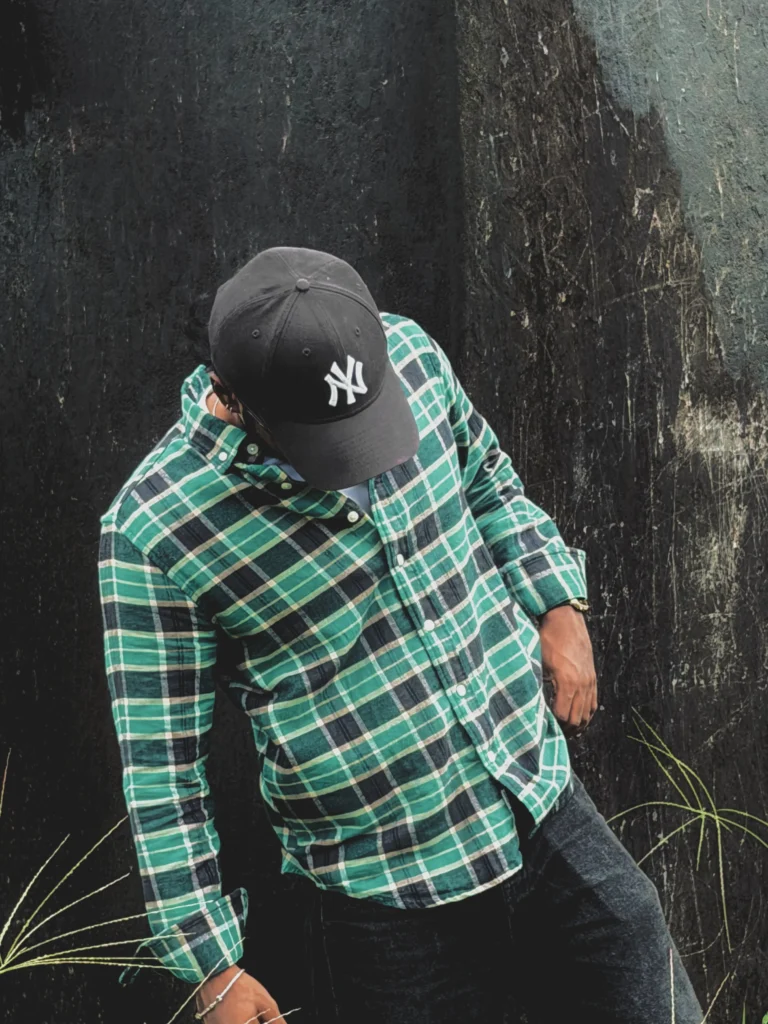 mens green plaid flannel shirt