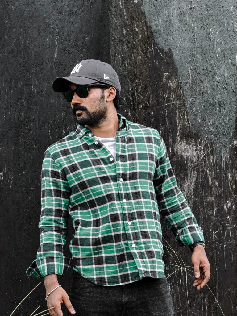 mens green plaid flannel shirt wall