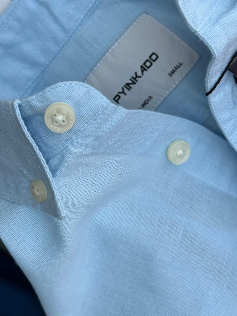 mens sky blue plain linen shirt